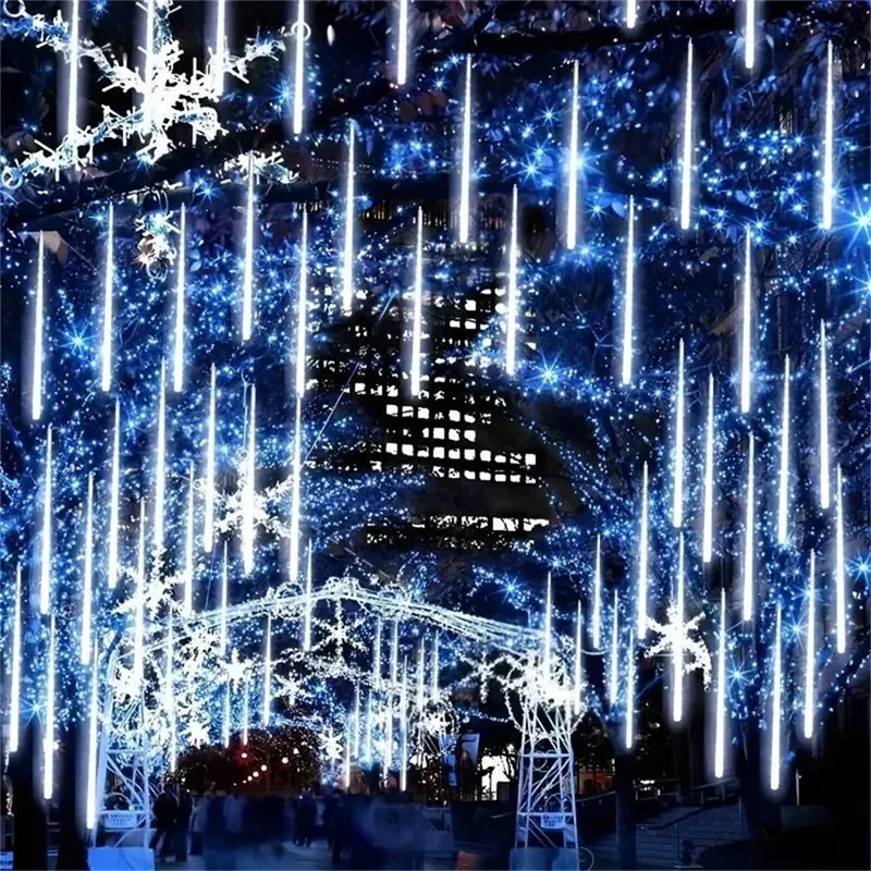 

30cm/50cm EU/US/AU/UK Plug Waterproof Meteor Shower Rain 8 Tube LED String Lights For Outdoor Holiday Christmas Decoration Tree