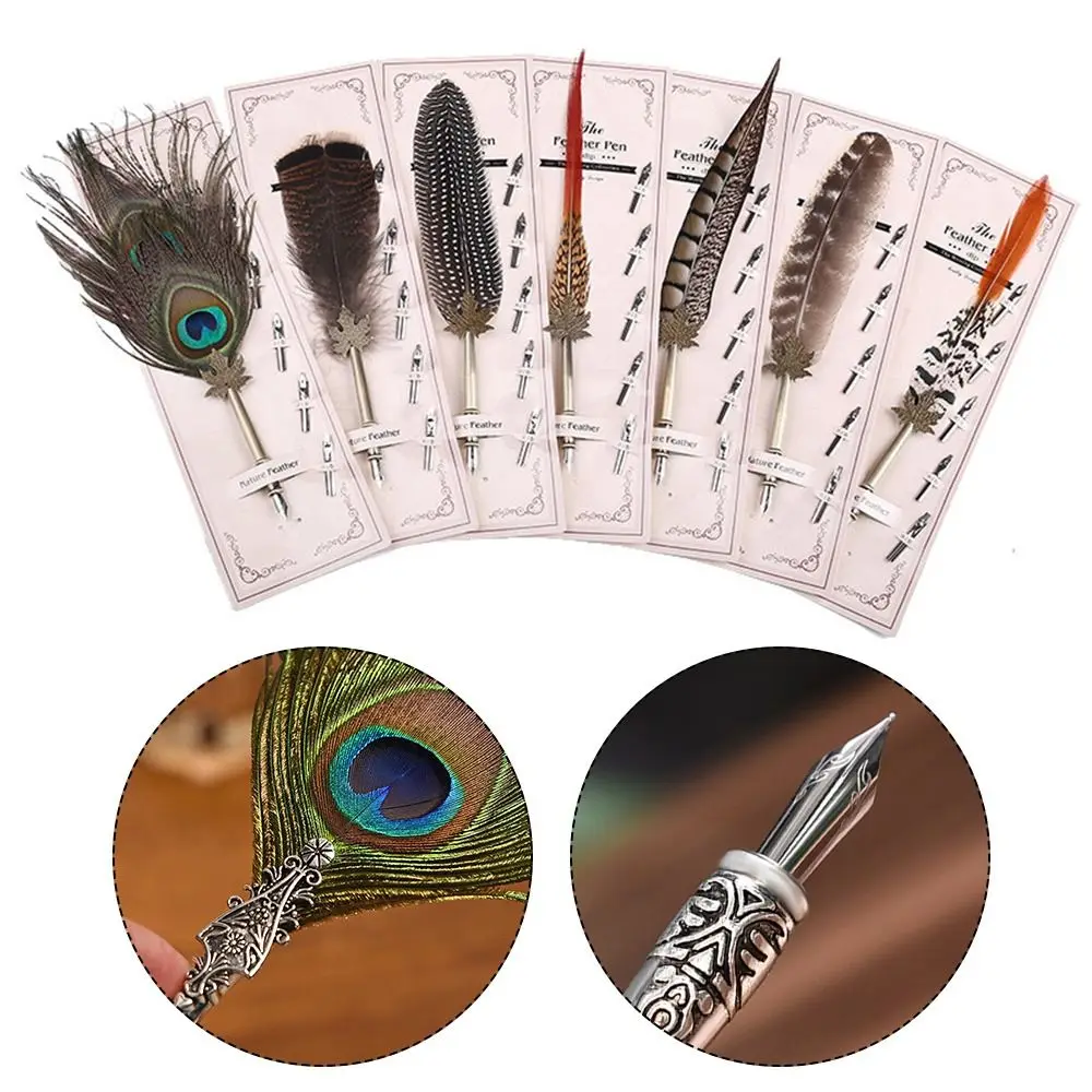 

Ручка перьевая Золотая с 5 наконечниками, креативные принадлежности для обучения и офиса, карандаш с наконечником для подписей, чернильная ...