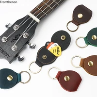 fromthenon mens genuine leather guitar pick bag vintage keychain pickle storage bag card holder auto accessories father%e2%80%98s gift