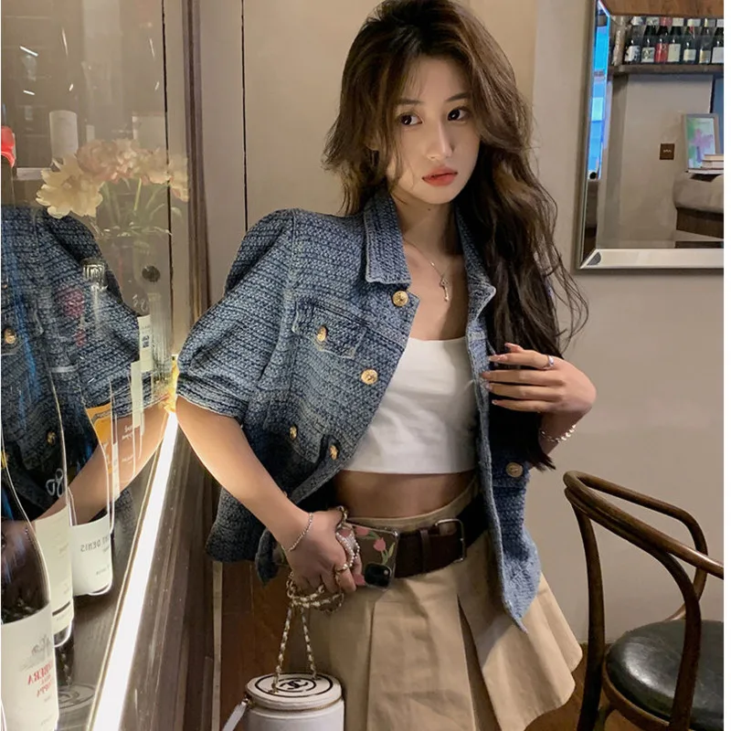 Женская джинсовая куртка свободная ковбойская в Корейском стиле с короткими