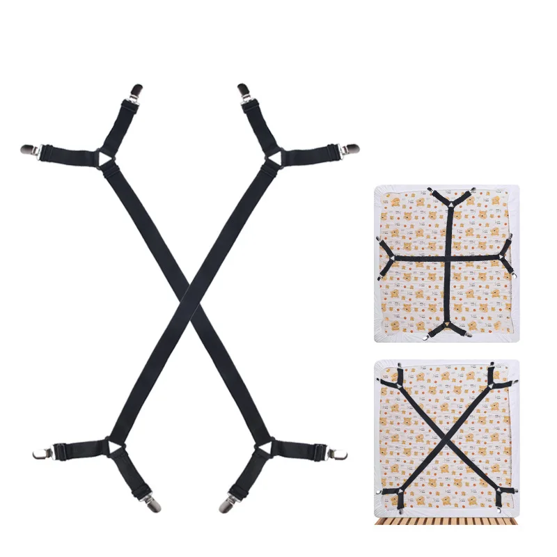 

2pcs Adjustable Elastic Suspenders Gripper Holder Straps Clip for Bed Sheets Mattress Covers Sofa Cushion Elastic Band Belt