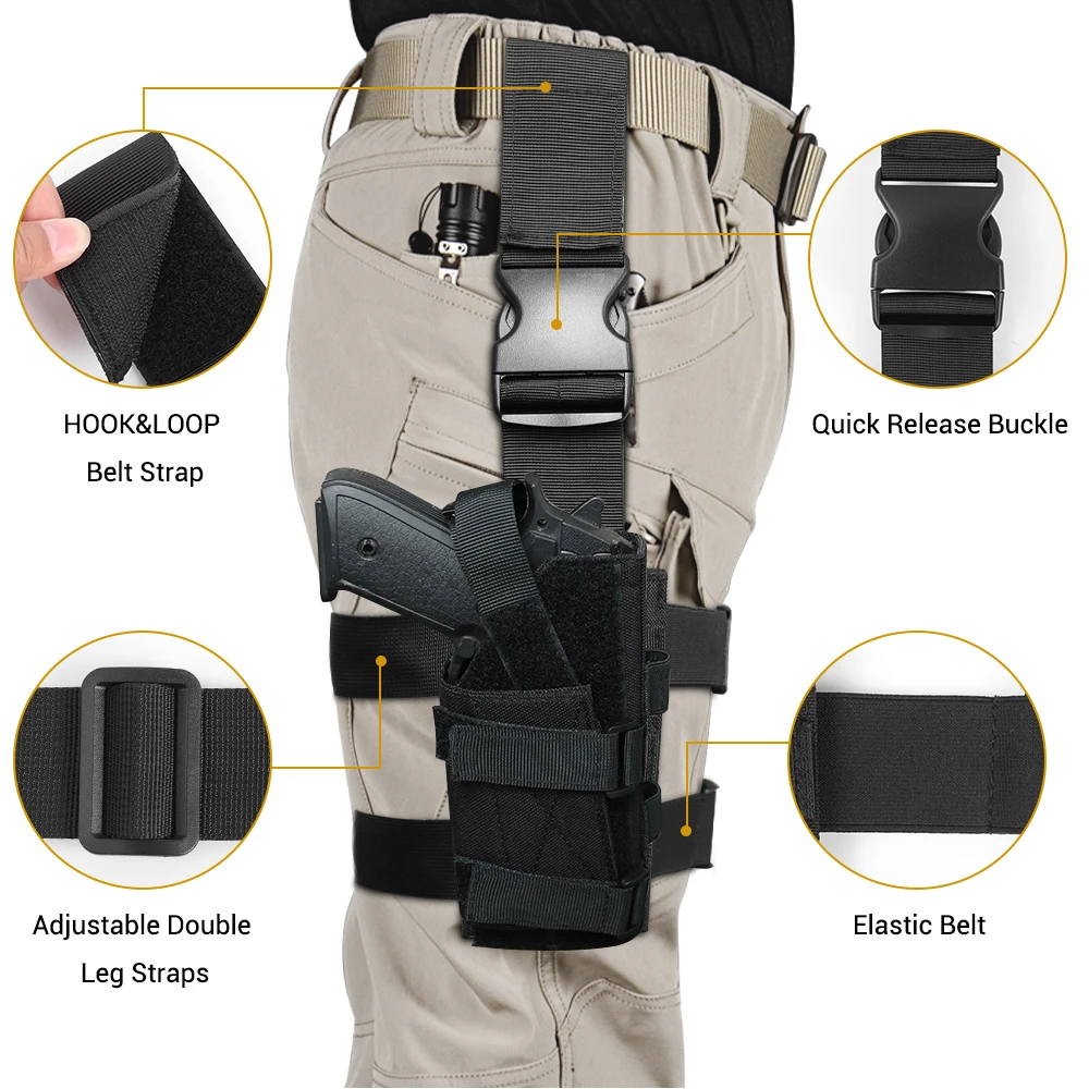 Tactical Molle Drop Leg Platform Universal Gun Holster with Mag Pouch for Glock 17 M9 Adjustable Handgun Pistol Case |