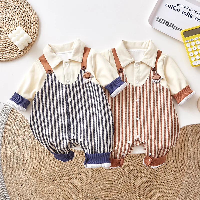 

Baby Rompers Autumn Winter Newborn Jumpsuits Stripes Costume Cotton For Girl Boy Toddler Infant Kids Clothes