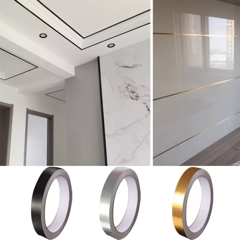 

0.5/1/2*5000cm Silver Gold Adhesive Floor Tile Strip Seam Sticker Copper Foil Tape Waterproof Wall Sealing Tape Home Decoration