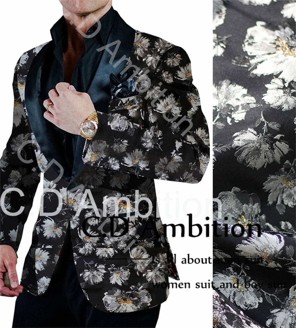 

Мужской Жаккардовый смокинг, черный блейзер для свадьбы, 2023