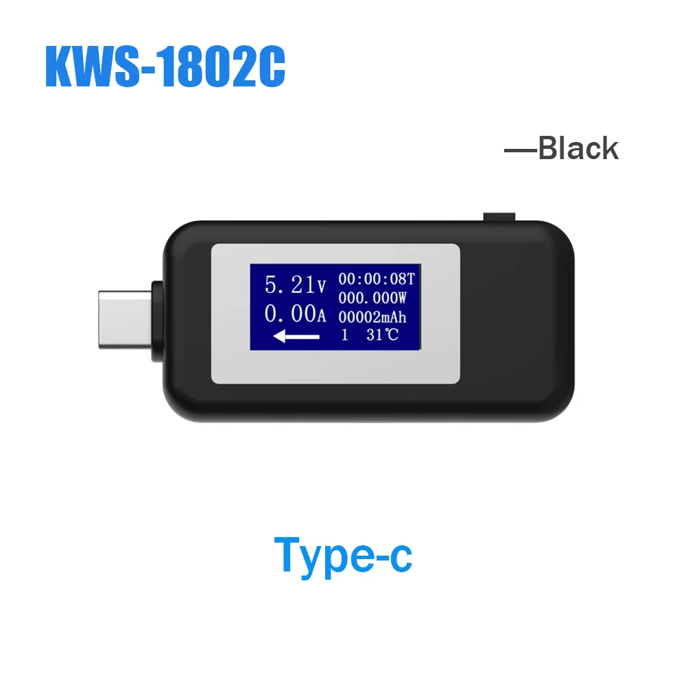 

KWS-1802C Multi-function USB Tester Type-c Charger Detector DC Digital Voltmeter Ammeter Current Voltage Meters