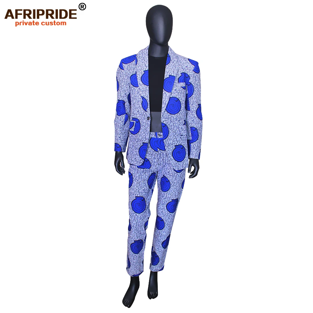 Men`s Business Suit African Print One Button Jacket+Pants Slim Fit Formal Suits Coats Blazer Dashiki AFRIPRIDE  A1816001