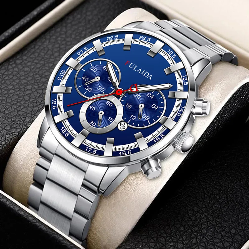 

reloj hombre Fashion Men Stainless Steel Watch Luxury Calendar Quartz Wrist Watch Business Watches for Man Clock watch for men
