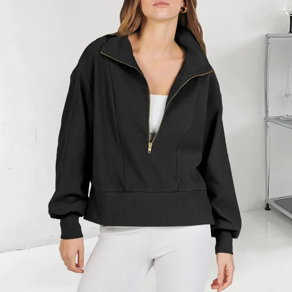 

All-match Sweater for Women Stylish Women's Half Zipper Pullover Trendy Fall/winter Hoodie with Large Lapels Casual for 2023