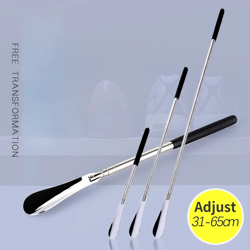 

Stainless Steel Metal Can Be Three-section Retractable Shoehorn Elderly Auxiliary Shoes Can Be Freely Adjusted and Easy To Store