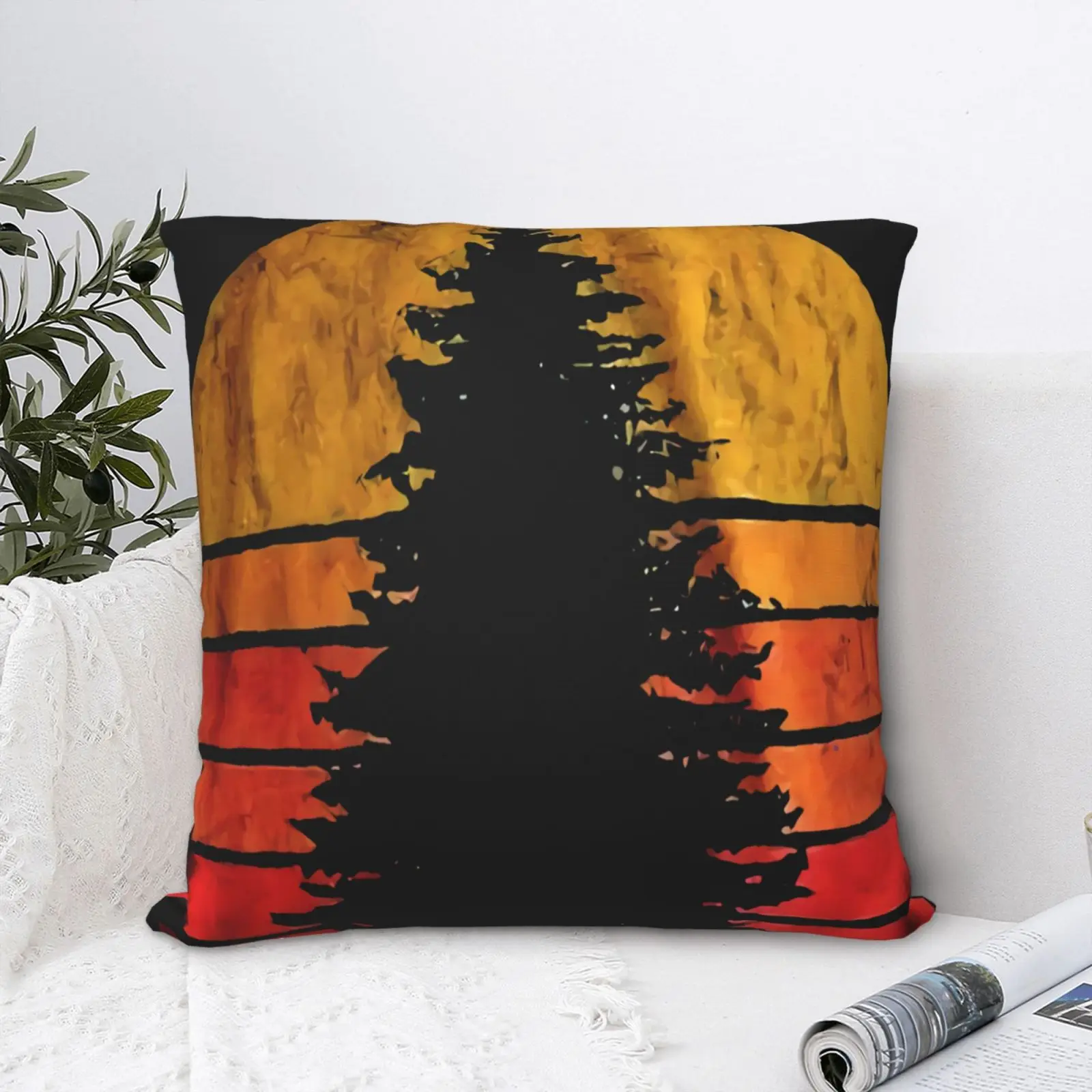 

Зеленая Подушка Sunset Forest, чехол для детей, большой размер, подушка для спальни, чехол для подушек