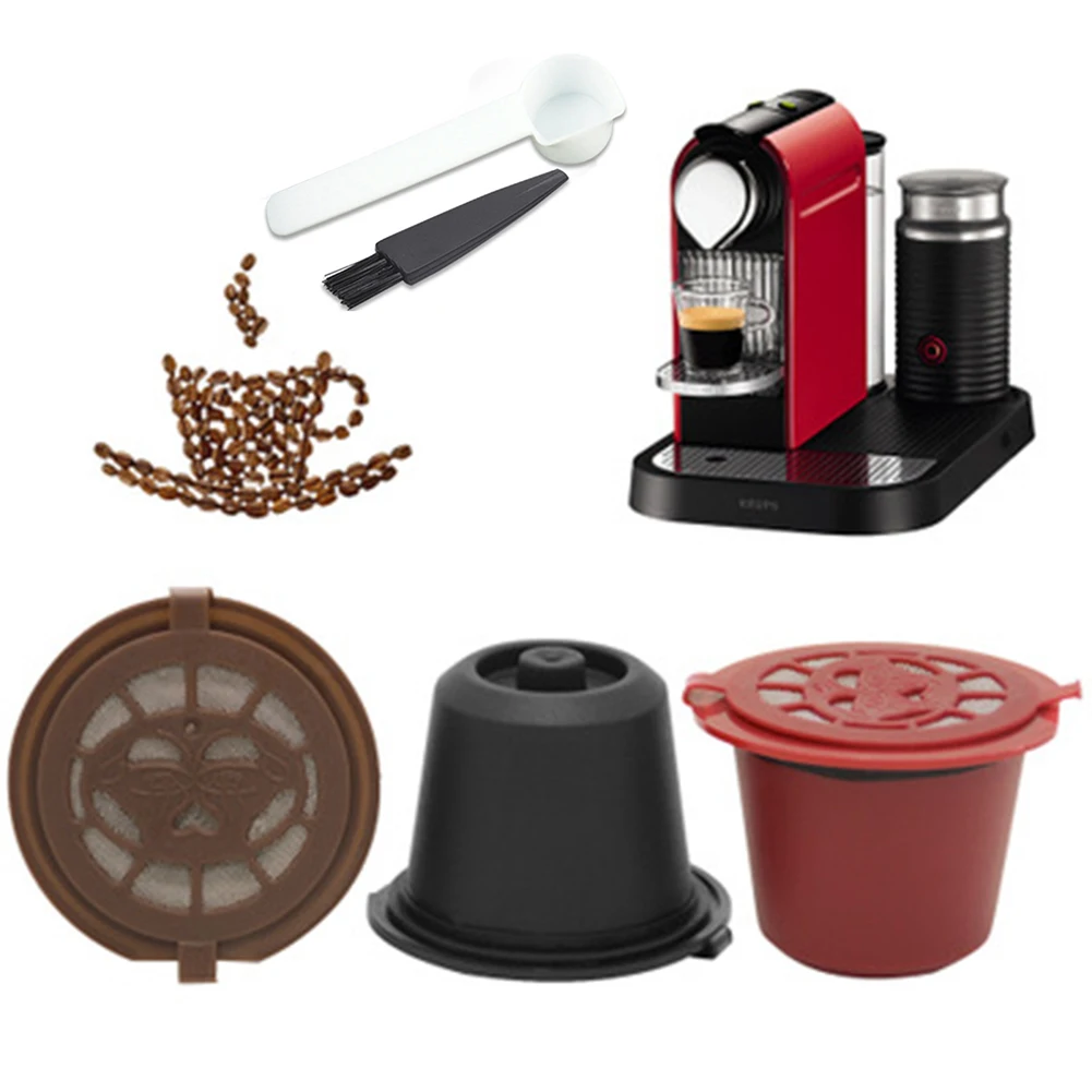

5pc Reusable Compatible Capsule For Nespresso Coffee Machine Refillable Filter Coffee Filter With Recycleable Gel