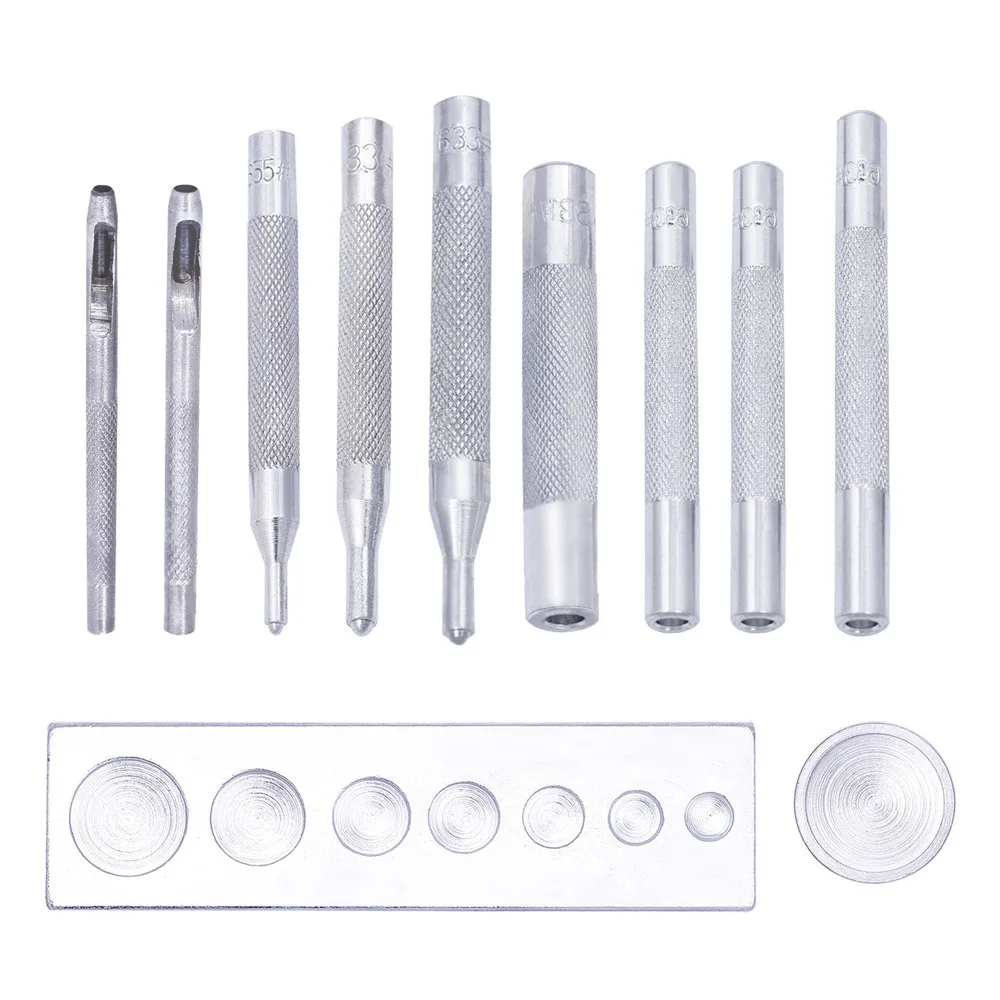 

11pcs/set DIY Leather Tool Die Punch Hole Snap Rivet Button Setter Base Kit Leather Craft Tools Hole Punches Leather Punch