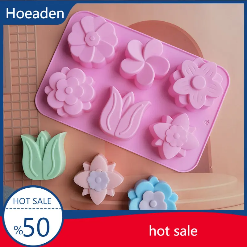 

1Pc 6 Holes Different Flower Cake Mold DIY Silicone Mold Making Fondant Tools Cake Mould Soap Making Supplies