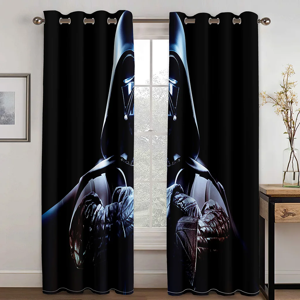

3D Print Customize Cheap Samurai War Movie Noir Children's Boy Kids 2 Pieces Thin Window Curtain For Living Room Bedroom Decor
