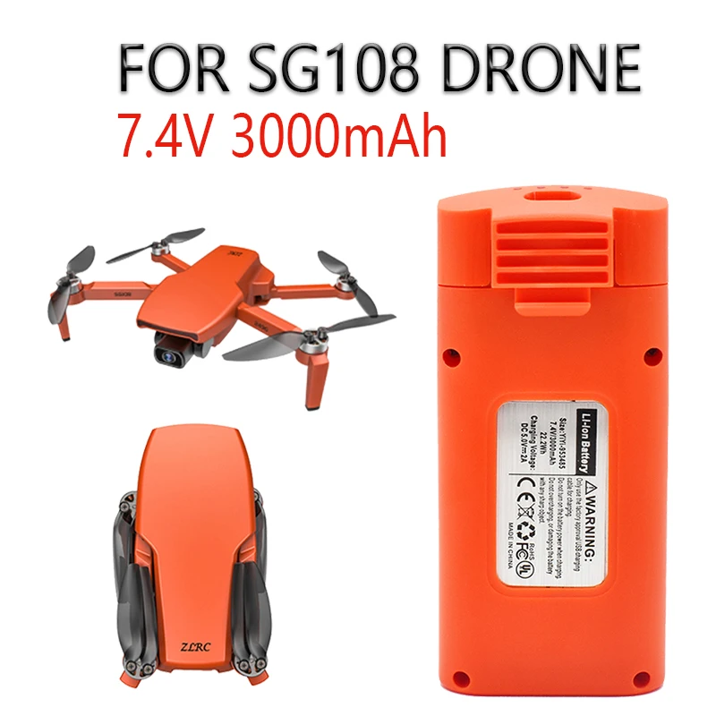 

orange SG108 SG-108 GPS 4K Brushless RC Drone Battery Spare Part 7.4V 3000mAh Battery For Remote Control SG108 SG-108 Drone