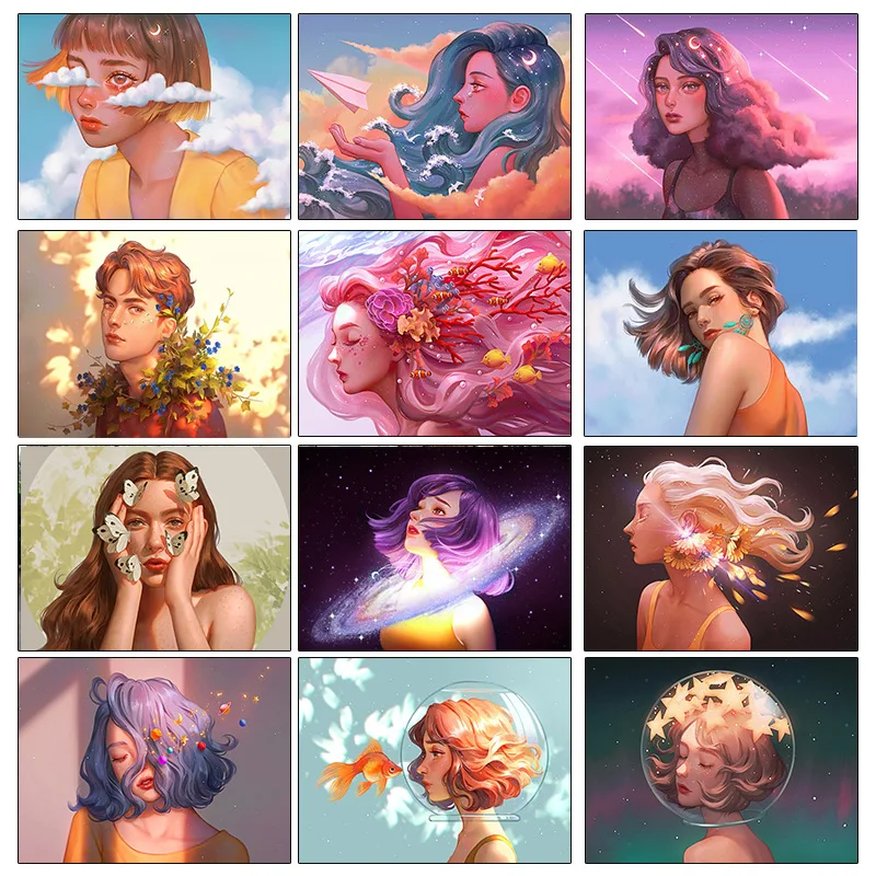 

5D Diamond Painting New 2022 Full Diamond Cartoon Girl DIY Diamond Mosaic Cross Stitch Decorative Painting New Series