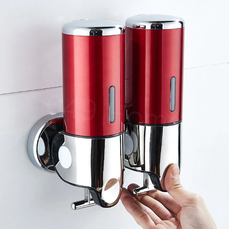 

Red Wall Mounted Soap Dispenser Hand Sanitizer ShampooPump Bottle Shower Gel Dispensers for Home Hotel Use Bathroom Accessories