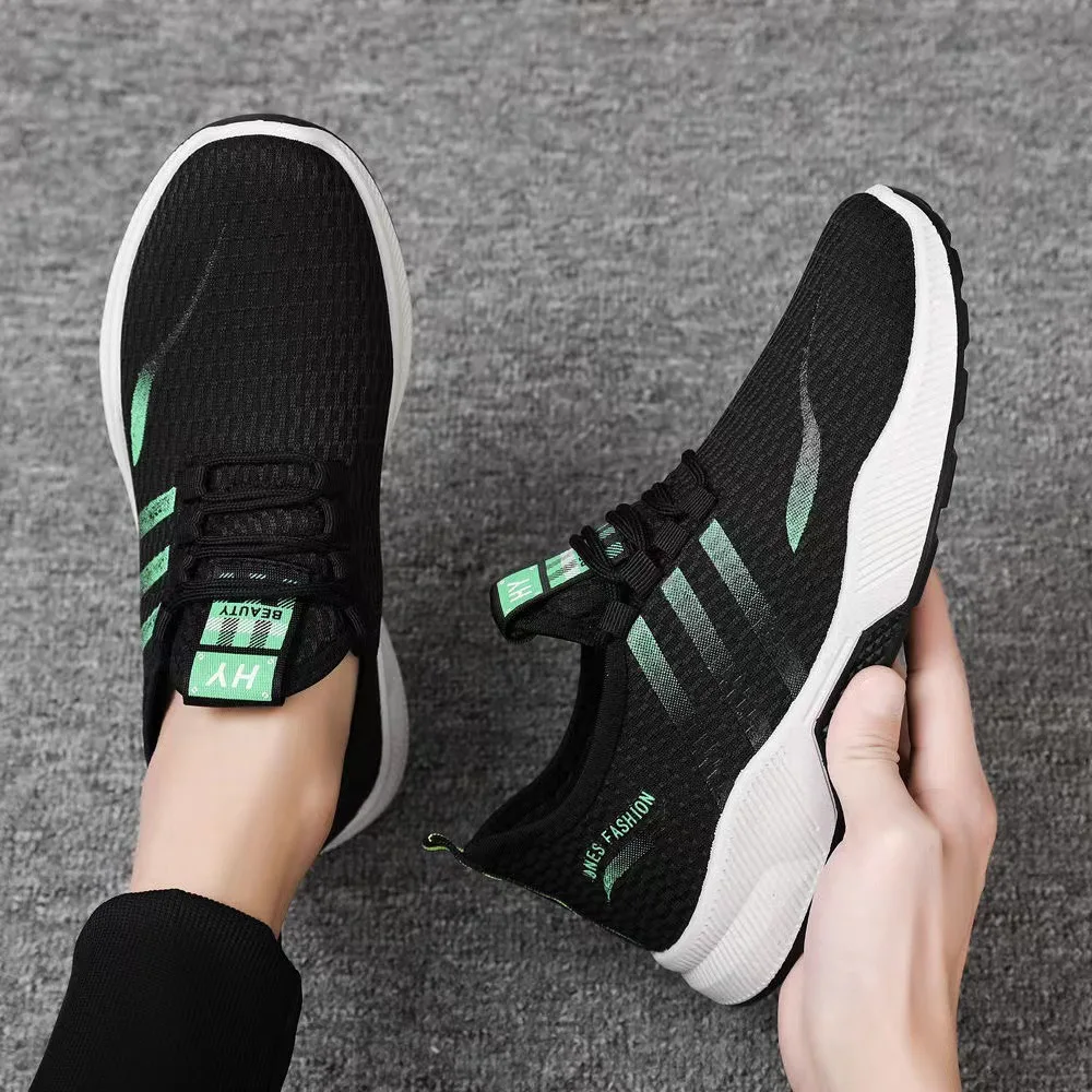

New Men's Shoes Men's Sneakers Grid Casual Shoes Running Tide Shoes Spring Korean Version Soft Soled Breathable Cloth Shoes