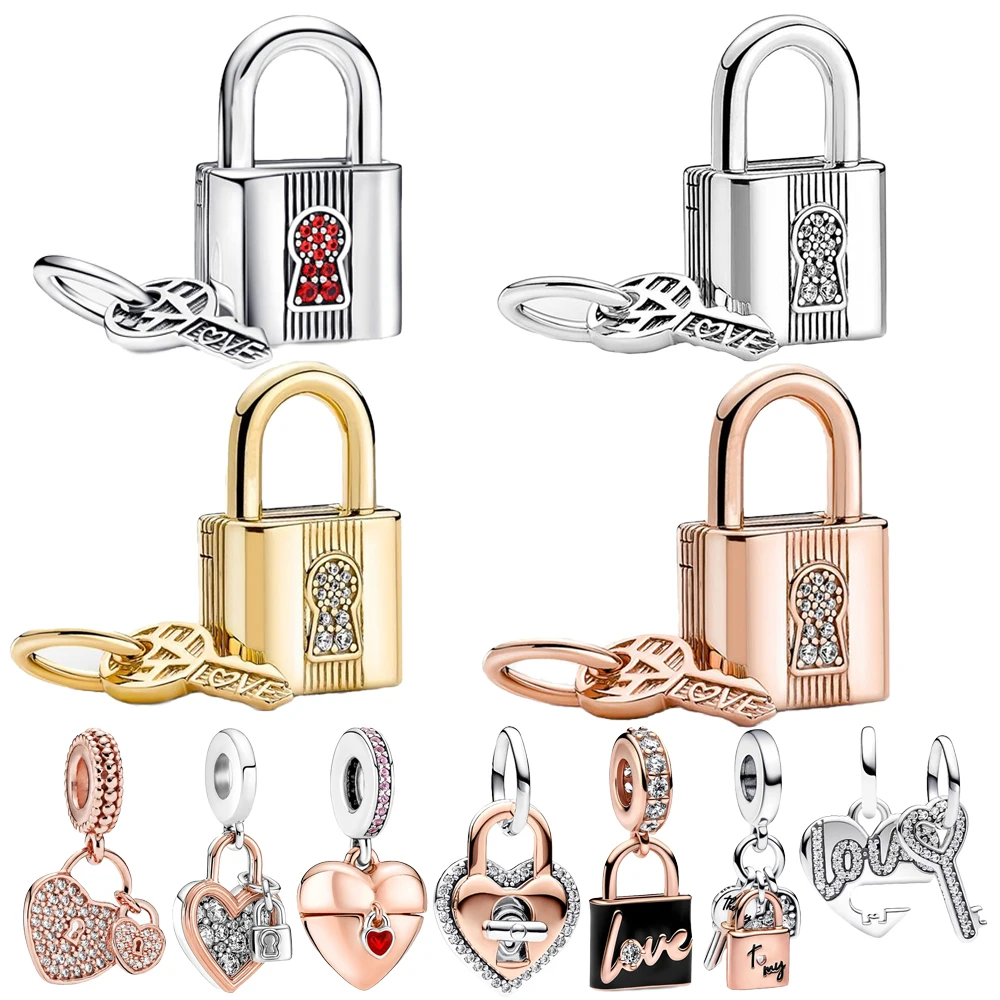 Eternal 925 Sterling Silver Silver&ampGold&ampRose Gold Lock Key Pendant Charm for Pandora Bracelet Classic Best-Selling Jewelry