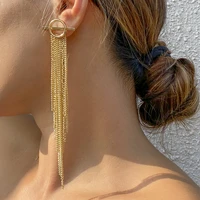 purui trendy long chain tassel earrings for women gold color fashion drop earring 2022 jewelry fashionable hanging earring gift