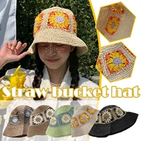 2022 new summer beach straw hats women flowers hand made protection fisherman hat crochet cap sun breathable sunshade bucke i9c7