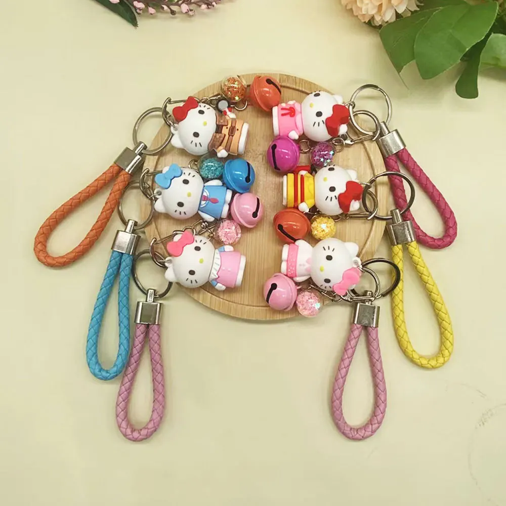 

Cartoon Hello Kittys Keychain Sanriod Kawaii Figurine Cinnamoroll Cute Keyring Accessories Car Bags Pendant Decor Doll Toy Gifts