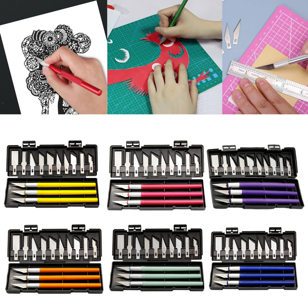 

13 Pcs/set Art Carving Cutter With Box Hand Craft Carving Blade Wood Paper Sticker Sculpture Utility Cutting Knife DIY Engraving