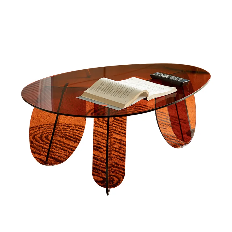 

Gray Square Light Luxury Coffee Table Designer Model Sofa Side Table Creative Acrylic Coffee Table