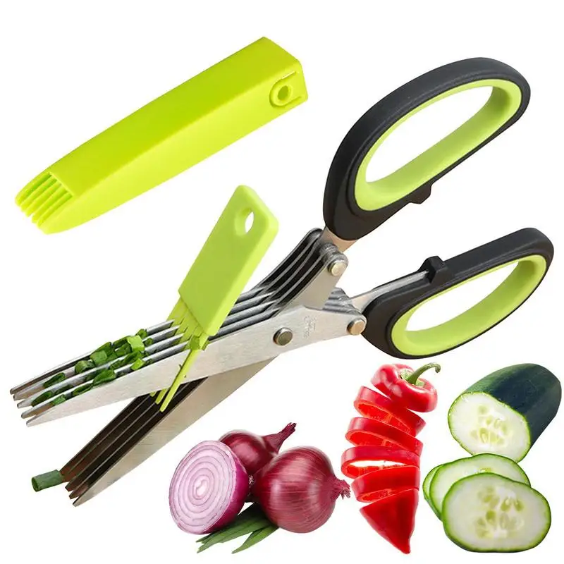 

Spices Slicer Scissor Tool Kitchen Steel Laver Scallion Cooking Cutter Shears Multi-layer Herb Cutting Stainless Vegetable Meat