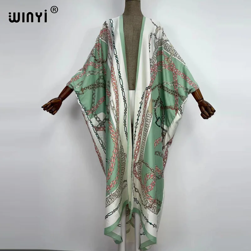 Кимоно WINYI с принтом caftan пляжный купальник красочная винтажная накидка на бикини