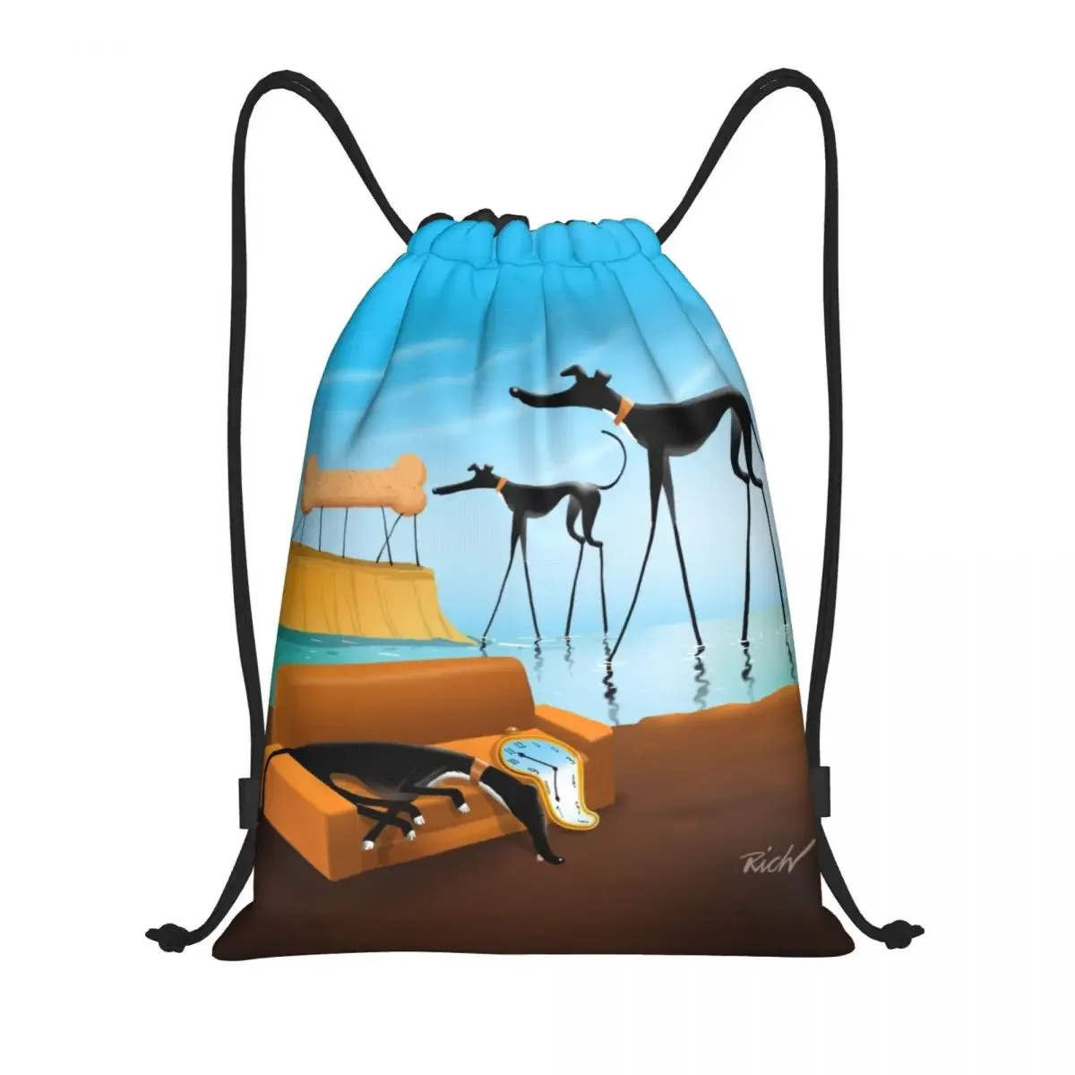 Alvador Dali Greyhound Lurcher рюкзаки с застежкой-шнурком легкие спортивные для занятий йогой