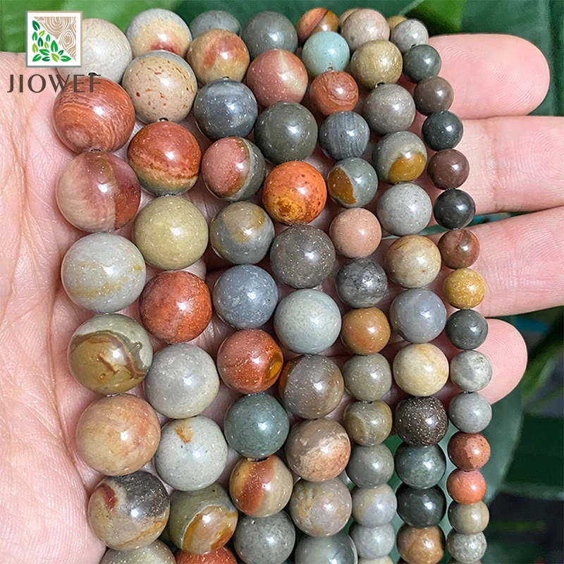 Круглые бусины-разделители из натуральной яшмы для океана, незакрепленные аксессуары для браслетов и ювелирных изделий, нитка 15 дюймов, 4/6/8/10/12 мм