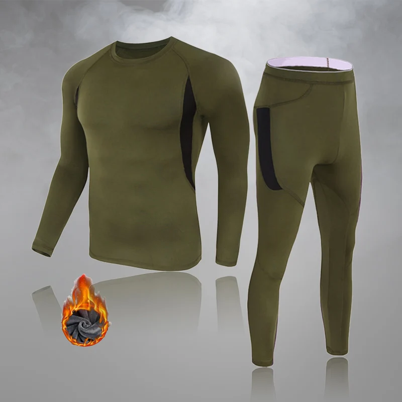 

New Winter Thermal Underwear T Shirt Men Fleece Sport Autumn Thermo Clothing Comfortable Warm Long-Sleeved Compressed Trousers