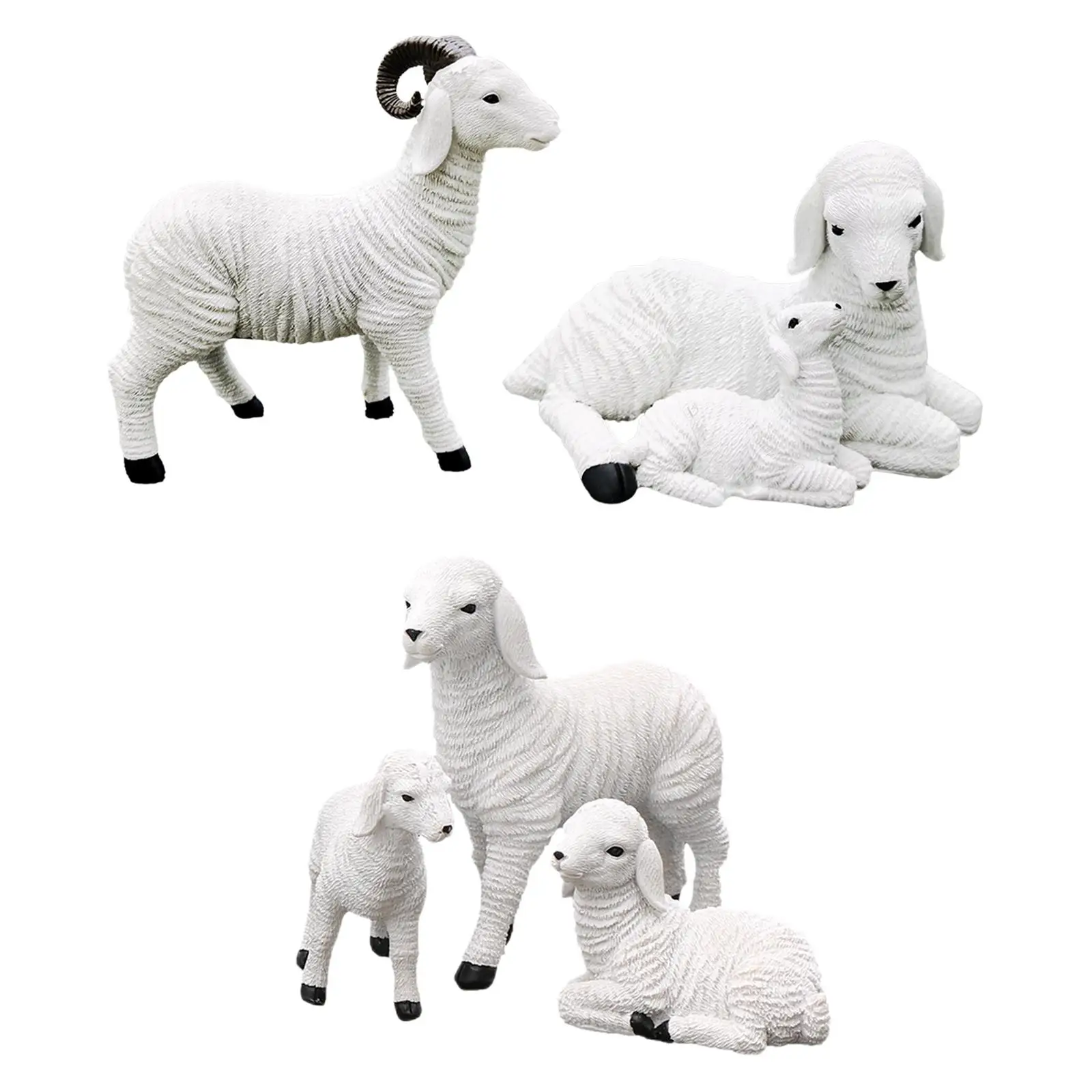 

Resin Goat Figurine Lifelike Figurine White Lamb Ornament Decoration for Home Farm Yard Housewarming Gift Outdoor Statue Kit