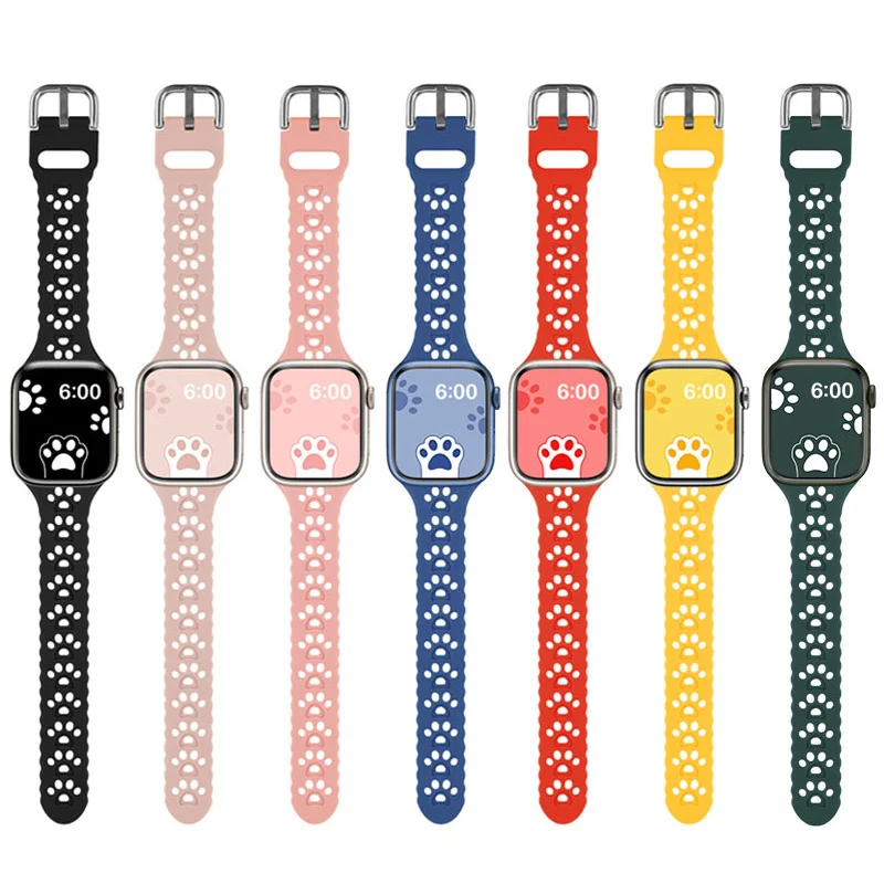 Cat Paw Design Strap For Apple Watch Band 49mm 45mm 44mm 41mm 40mm Slim Silicone Watchband Bracelet iWatch 3 4 5 6 7 8 SE Ultra