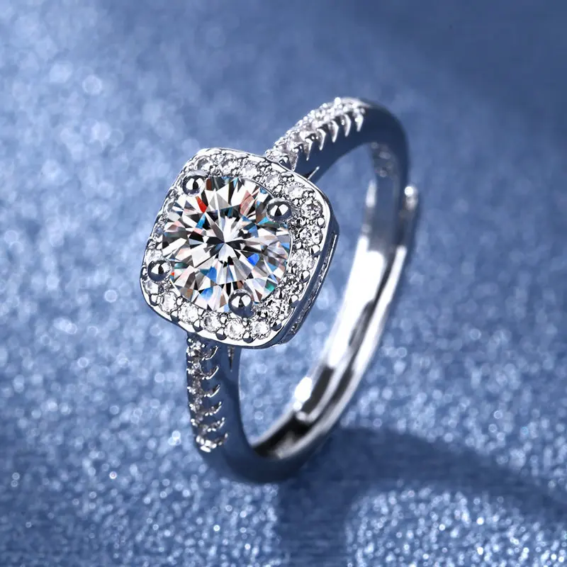 

Classic Silver Color Rings for Women Elegant Square Full Cubic Zirconia Wedding Engagement Ring Engagement Ring Wholesale