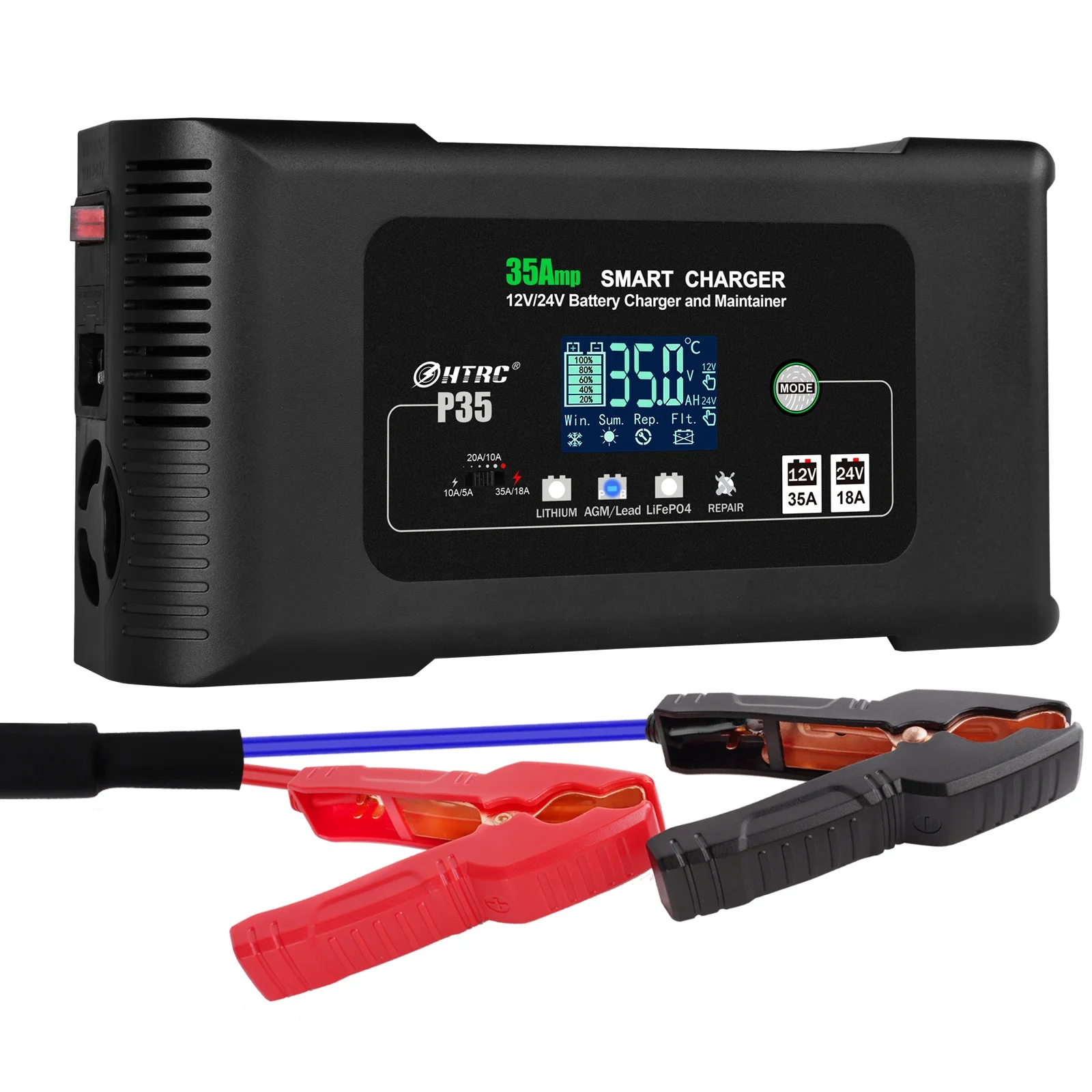 

HTRC P35 35A 12V-24V Smart Battery Charger For Car Motorcycle Battery Repair Auto Moto Lead Acid AGM Lithium LiFePo4 Batteries