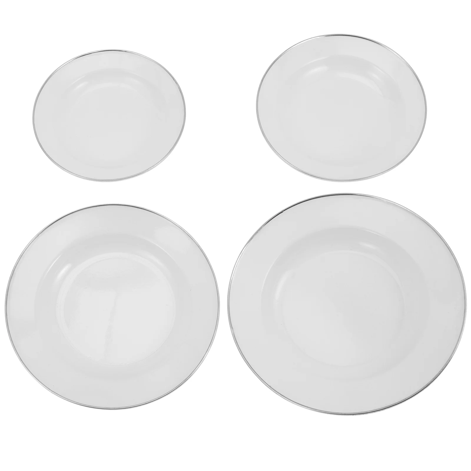 

4 Pcs Enamel Food Plate Round Food Serving Plate Multi-purpose Snack Plates
