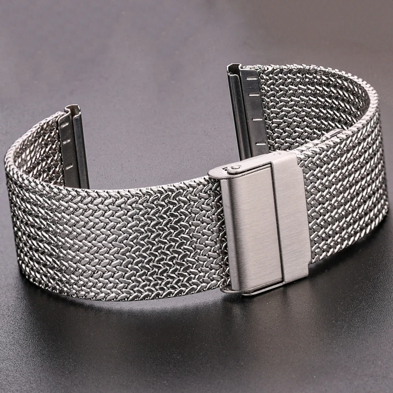 Stainless Steel Watch Band Bracelet 16mm 18mm 20mm 22mm Mesh Milanese Loop Watchbands Women Men Replacement Strap Accessories