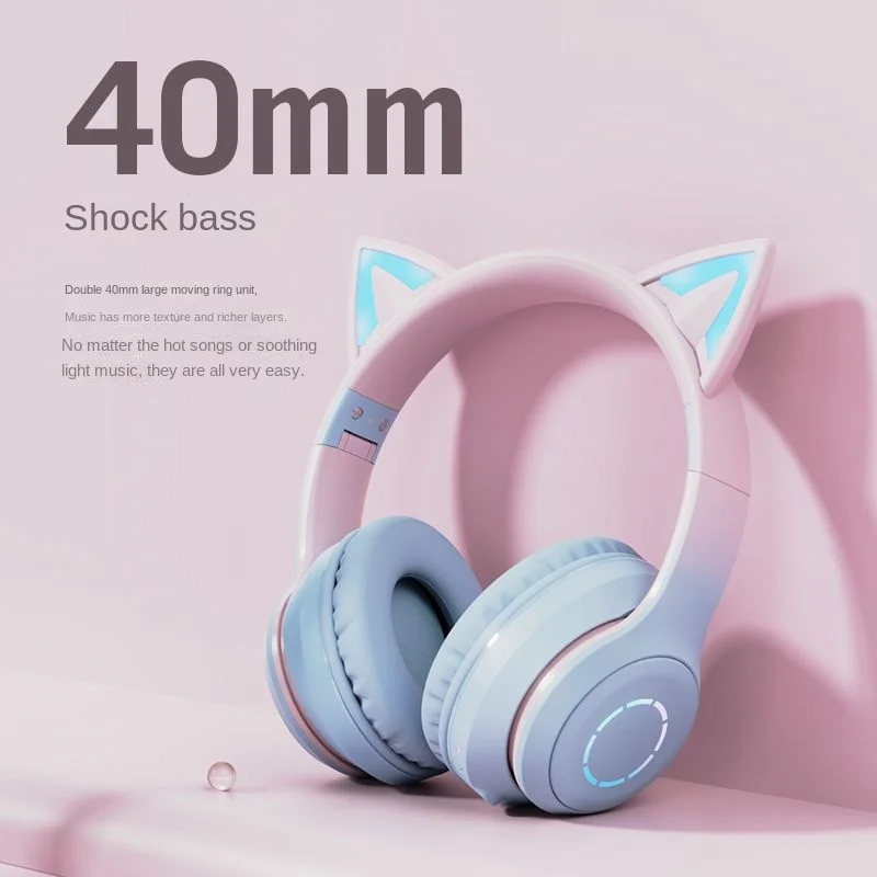 

Headsets Blutooth Children's Christmas Wireless Earphone Gamer Headphones USB With MicroPhone Colourful Light PC Laptop Headset