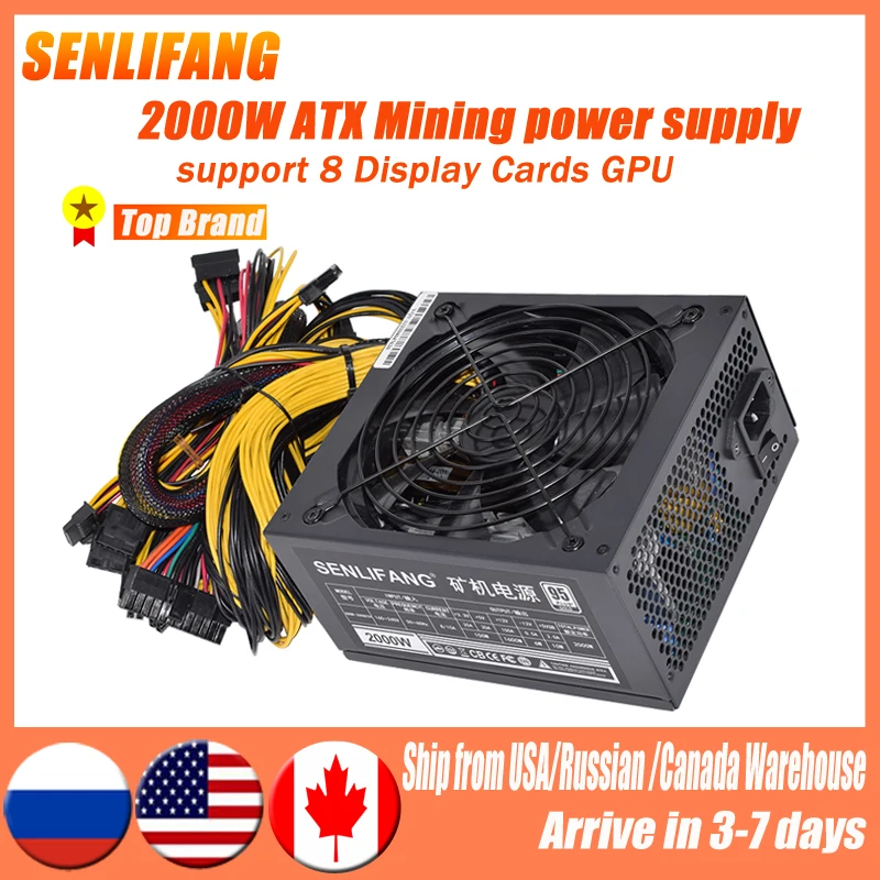 Оригинальный блок питания SLF 2000 Вт ATX для золотодобычи для BTC и т. Д., Риг RVN, установка для эфириума, поддержка 8 карт графического процессора