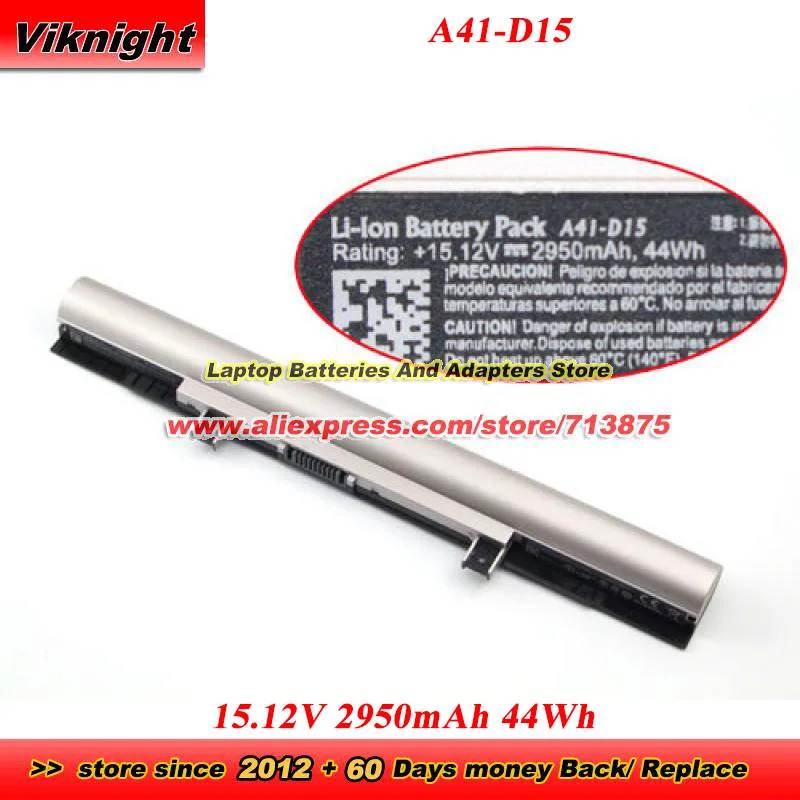 Фото Аккумулятор A41-D15 A31-D15 A32-D15 A42-D15 15.12В 2950мАч 44Втч для AKOYA 6424 E4616 E5312T E6224 E6411 E6412T E6415 E6417 MD99620 №1