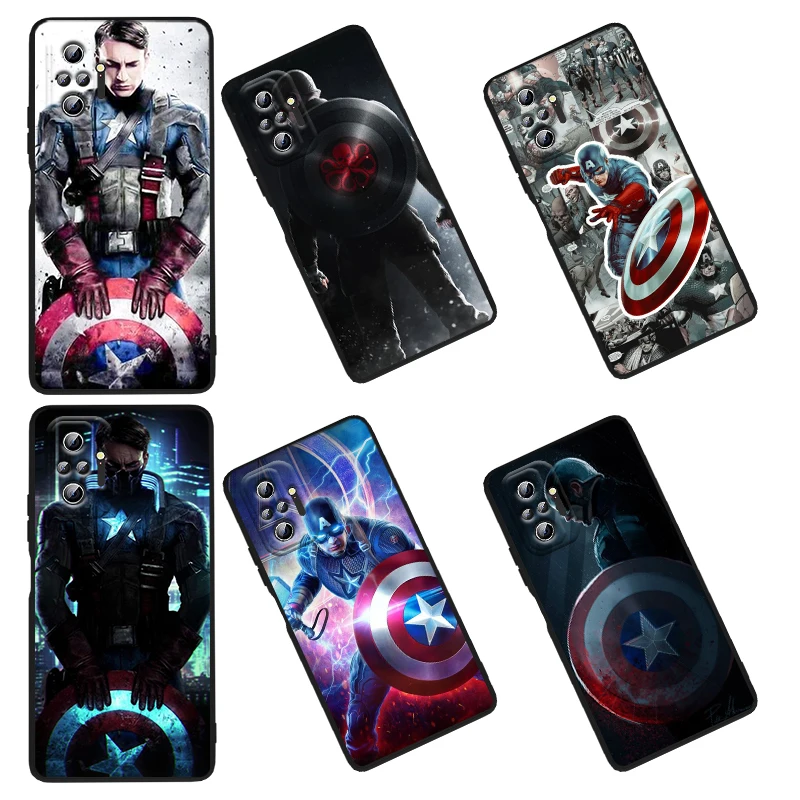 

Handsome captain america For xiaomi Redmi 10 K50 K50G 9 9A 9T 9C 9AT 8 8A 7A 6A 5 4X S2 2022 5G Pro Gaming Plus Black Phone Case