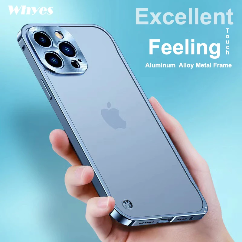 

Luxury Electroplated Metal Frame Case For iPhone 14 13 12 11 Pro Max 12 13 Mini 14Plus Acrylic Back Plate Frosted Phone Case