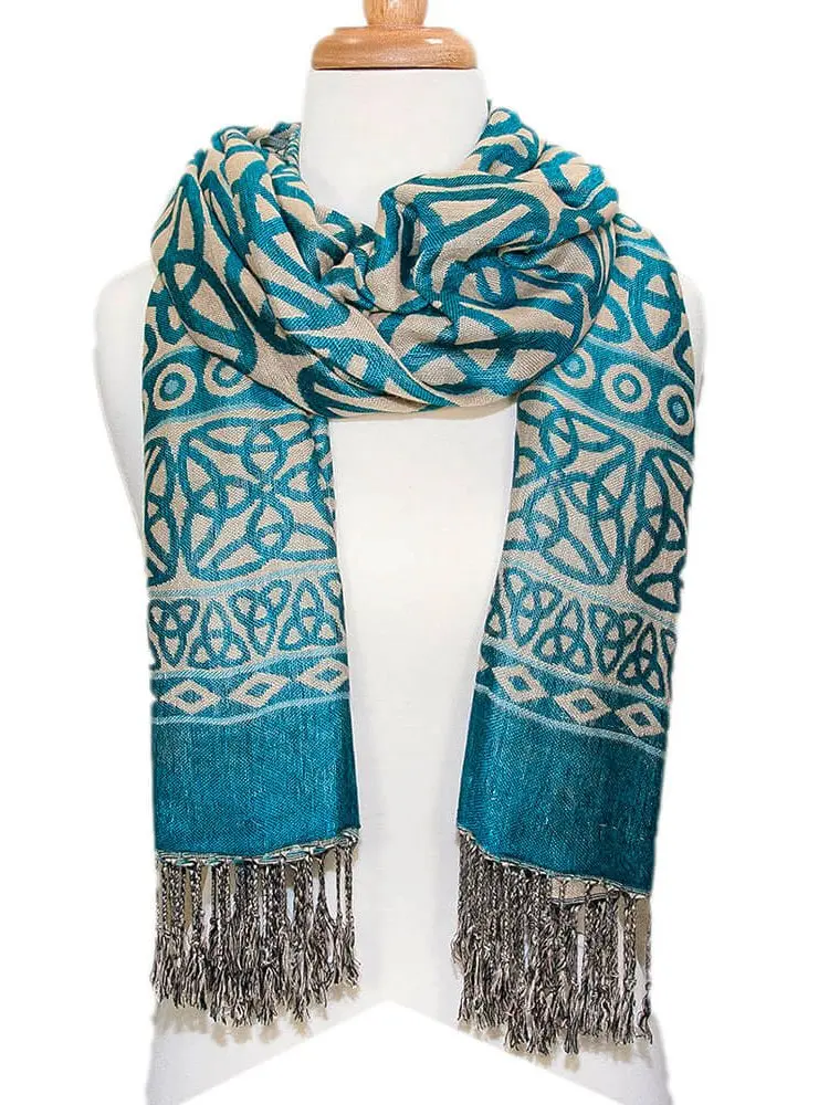 

Кельтский шарф для взрослых женщин, один размер, бирюзовый