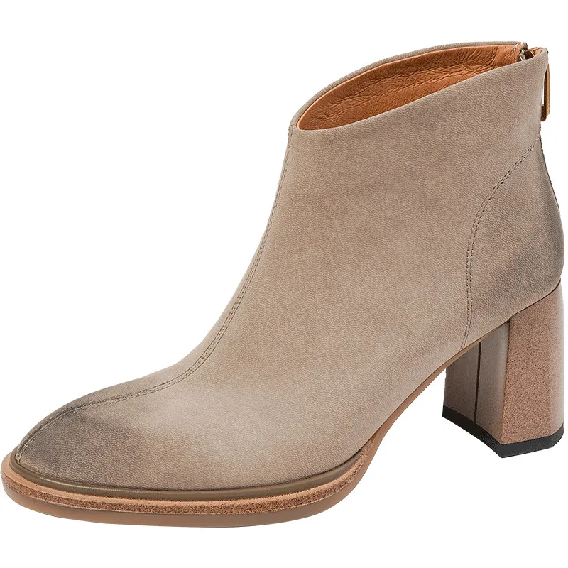 

Dilalula 2022 Basic Women Ankle Boots Autumn Winter Thick High Heels Genuine Leather Shoes Woman Concise Elegant Office Ladies