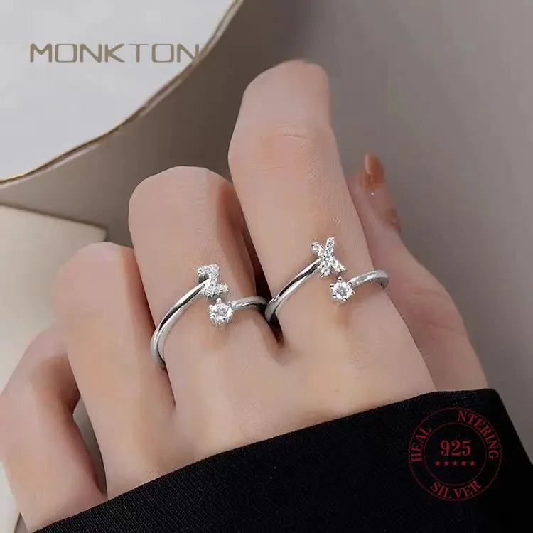 

Monkton 26 English Letter Open Finger Rings A-Z Initials Name Alphabet Female 925 Sterling Silver Ring Wedding Party Jewelry