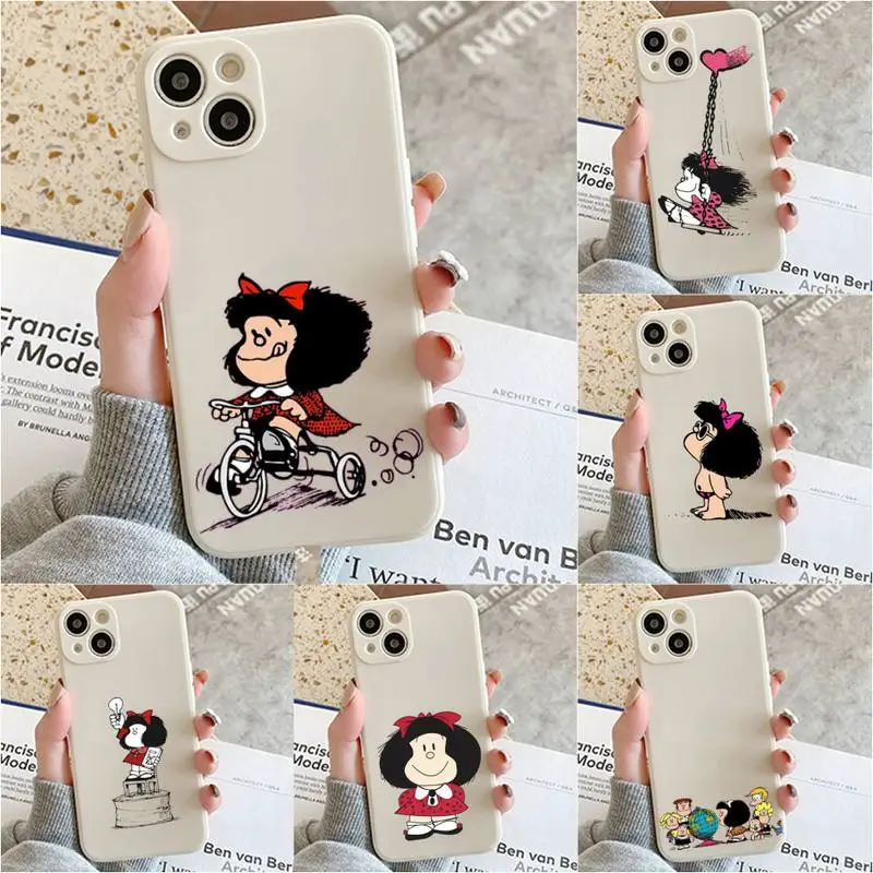 

Cartoon Mafalda Phone Case For Iphone 7 8 Plus X Xr Xs 11 12 13 Se2020 Mini Mobile Iphones 14 Pro Max Case