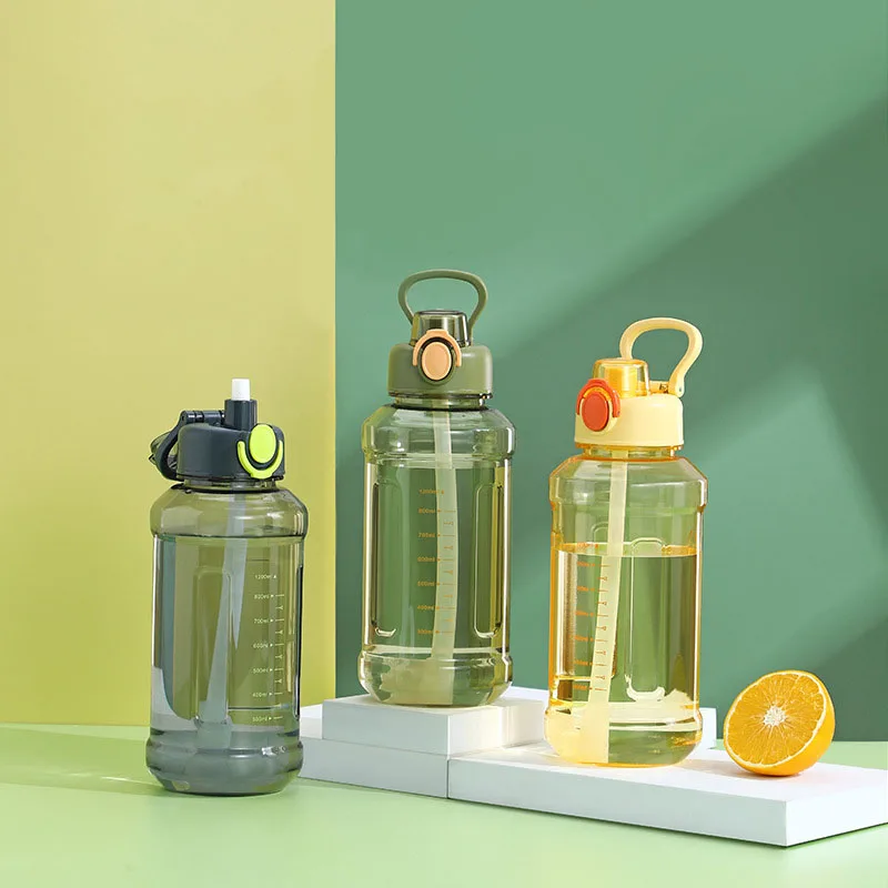 

Portable Plastic Water Bottle with Scale and Handle, Sports Straw Cup, High Capacity, 850ml, New Arrival